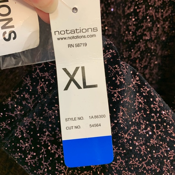 Notations 2-Fer Twinset - black and mauve sparkle layered top - Picture 7 of 10